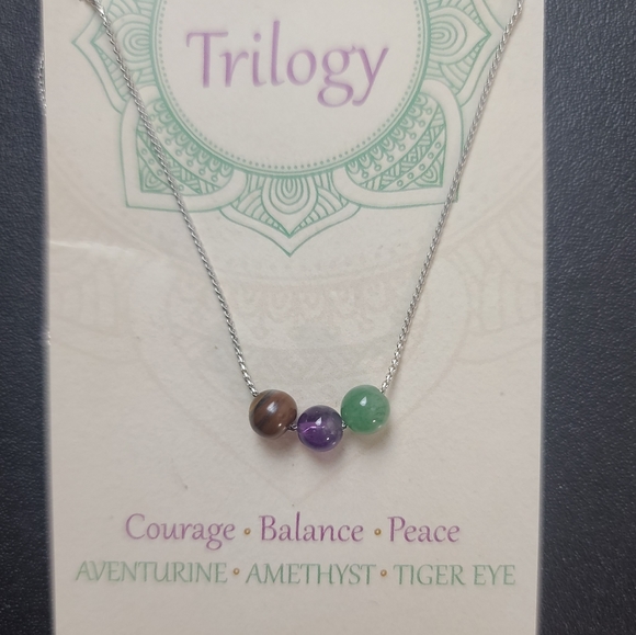 Trilogy Jewelry - Trilogy Healing Round Stone Necklace Lapis Rose Quartz Carnelian Beads
